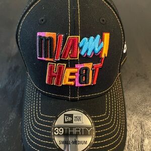 New Era Black Miami Heat Cap with Multicolor Embroidered Logo